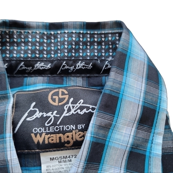 Wrangle Georg Strait Short Sleeve 2 Pocket Button Down Men Plaid Shirt  US M - Picture 4 of 8